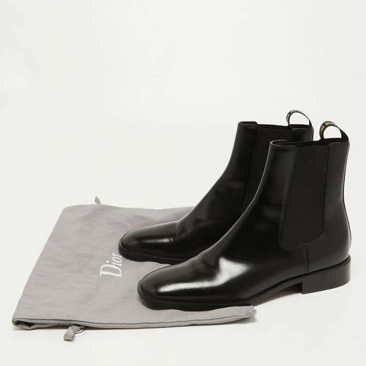 Pre Owned Dior Black Leather Boyish-D Ankle Boots Size 38.5