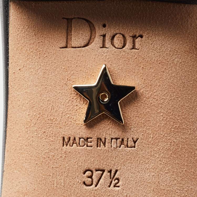 Pre Owned Dior Black Technical Fabric J'adior Pointed Toe Ankle Wrap Flat Sandals Size 37.5