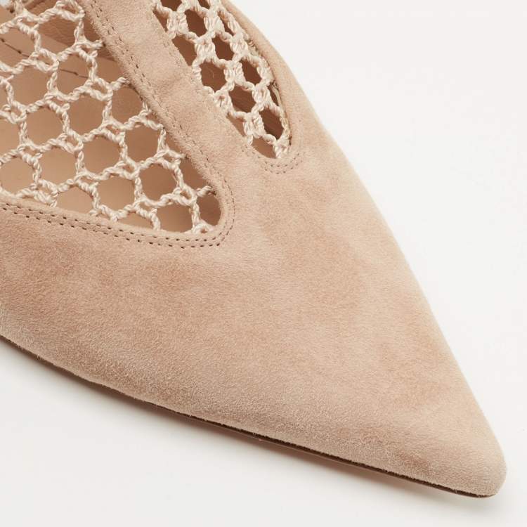 Pre Owned Dior Beige Suede and Mesh Naughtily D Booties Size 39