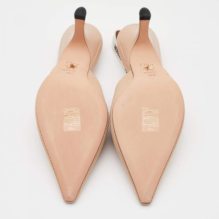 Pre Owned Dior Beige Canvas J'adior Slingback Pumps Size 40.5