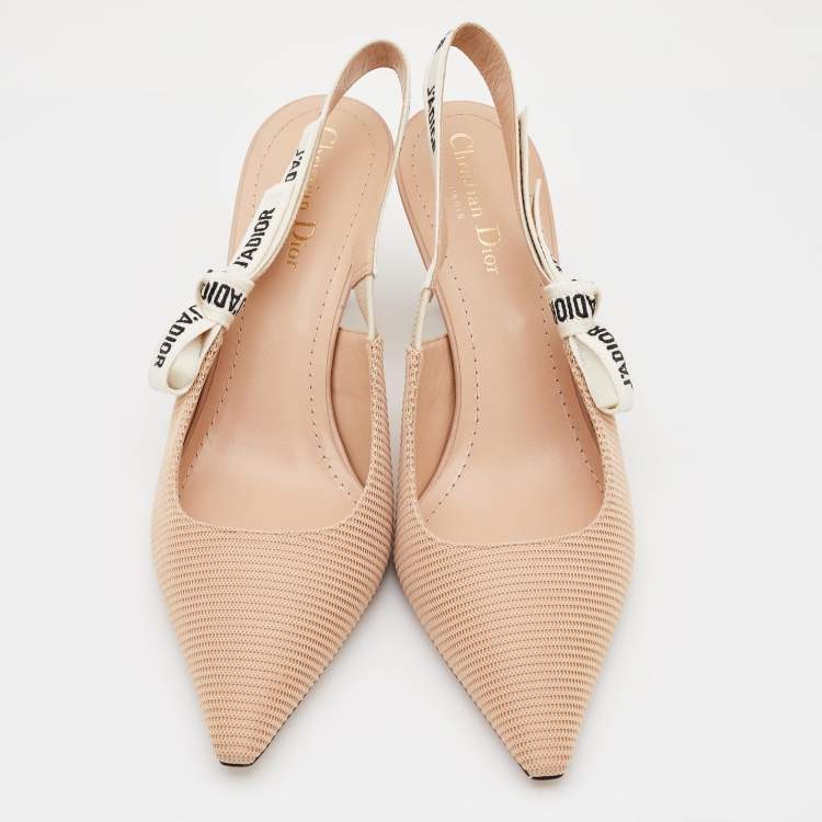 Pre Owned Dior Beige Canvas J'adior Slingback Pumps Size 40.5