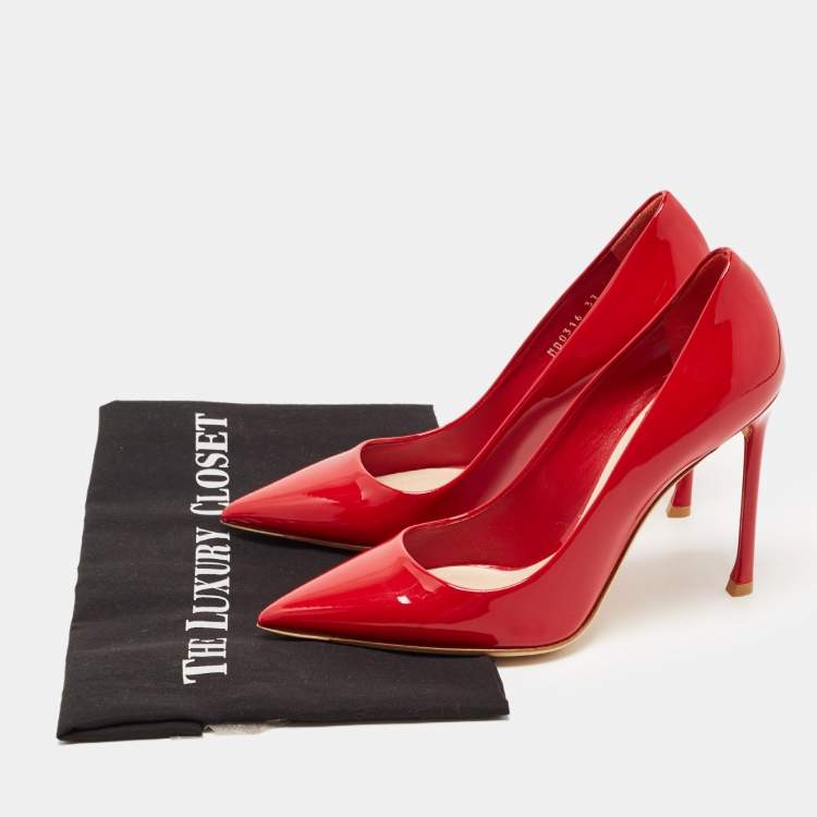 Pre Owned Christian Dior Red Patent Leather Dioressence Pumps Size 37