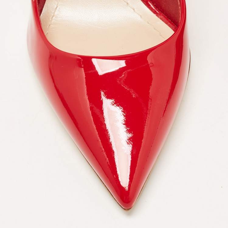 Pre Owned Christian Dior Red Patent Leather Dioressence Pumps Size 37