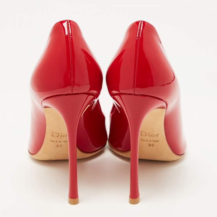 Pre Owned Christian Dior Red Patent Leather Dioressence Pumps Size 37