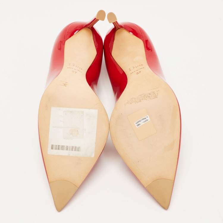 Pre Owned Christian Dior Red Patent Leather Dioressence Pumps Size 37