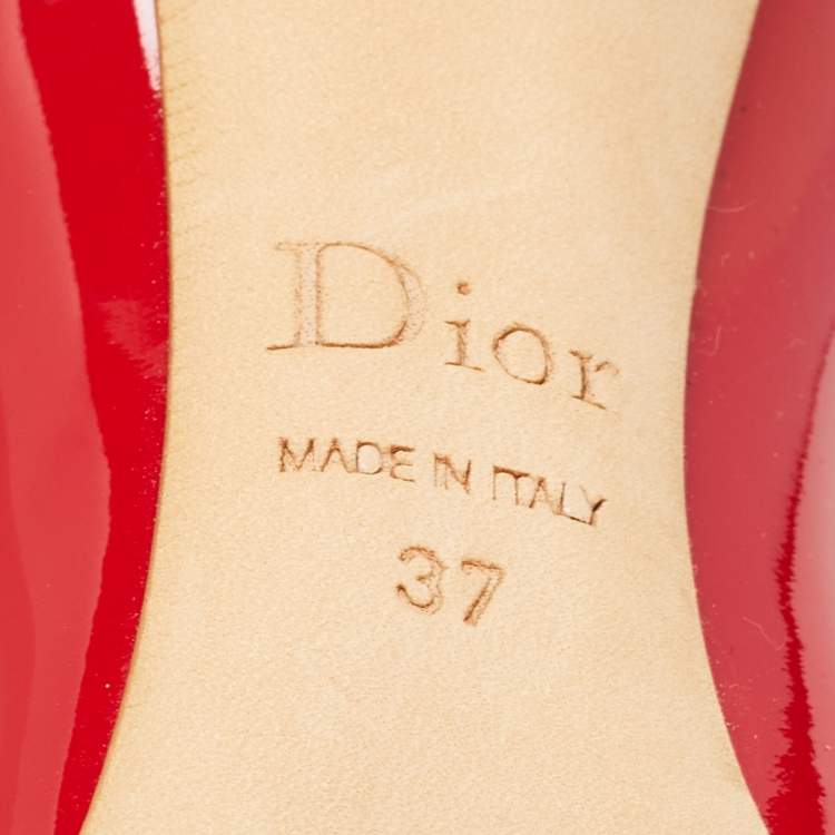 Pre Owned Christian Dior Red Patent Leather Dioressence Pumps Size 37