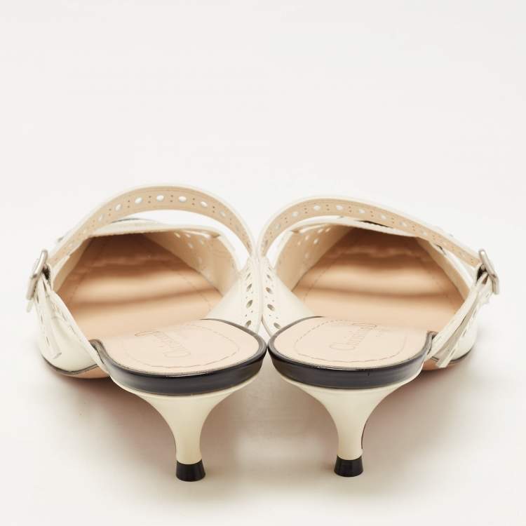 Pre Owned Dior Cream/Black Leather Spectadior Mules Size 37