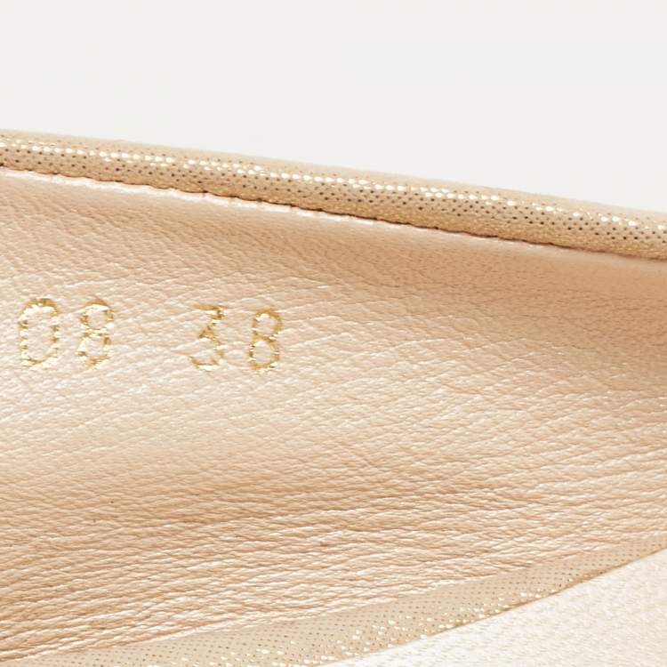 Pre Owned Dior Gold Glitter Suede Scrunch Ballet Flats Size 38