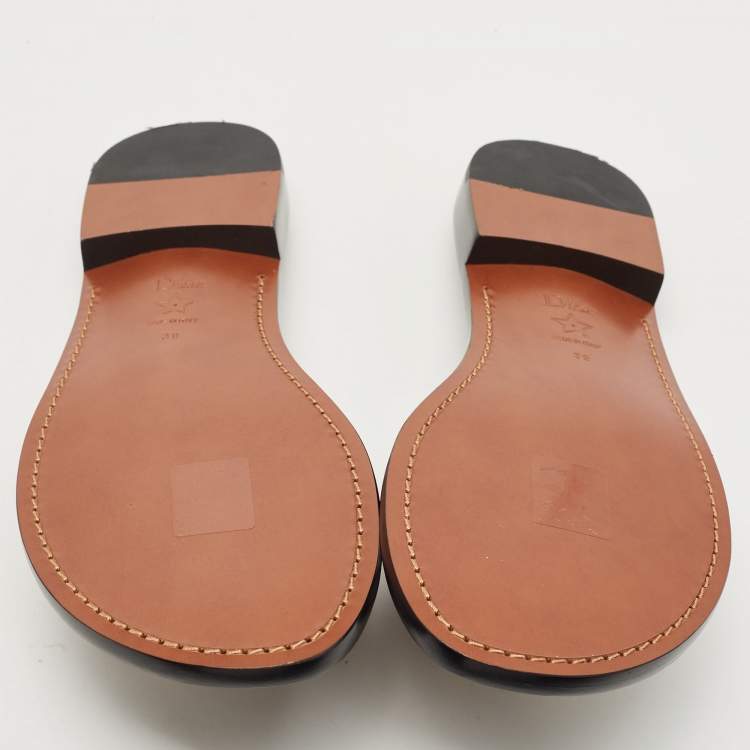 Pre Owned Dior Burgundy Velvet Crystal Embellishment Flat Slides Size 39