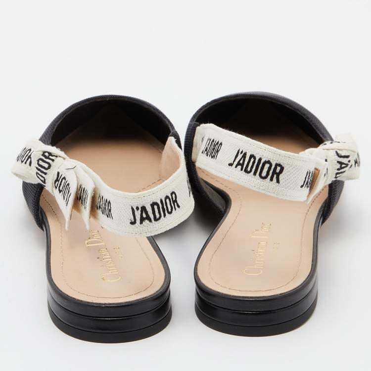 Pre Owned Dior Black Fabric J'adior Pointed Toe Slingback Flats Size 40.5