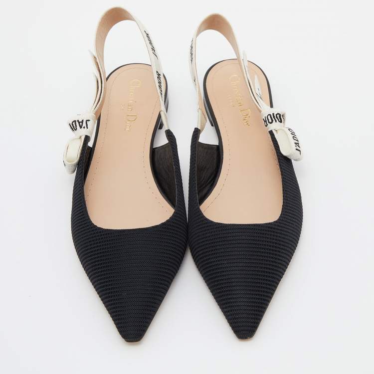 Pre Owned Dior Black Fabric J'adior Pointed Toe Slingback Flats Size 40.5