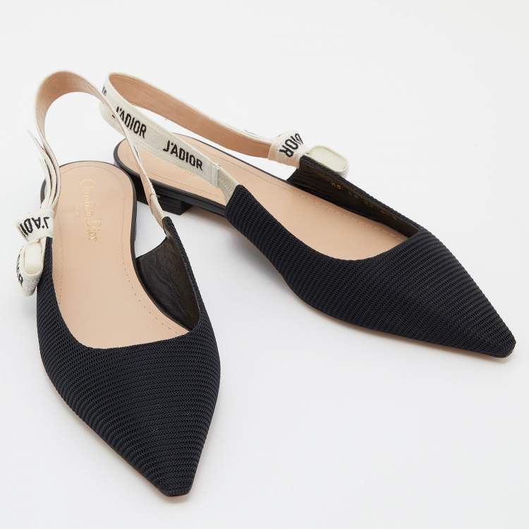 Pre Owned Dior Black Fabric J'adior Pointed Toe Slingback Flats Size 40.5