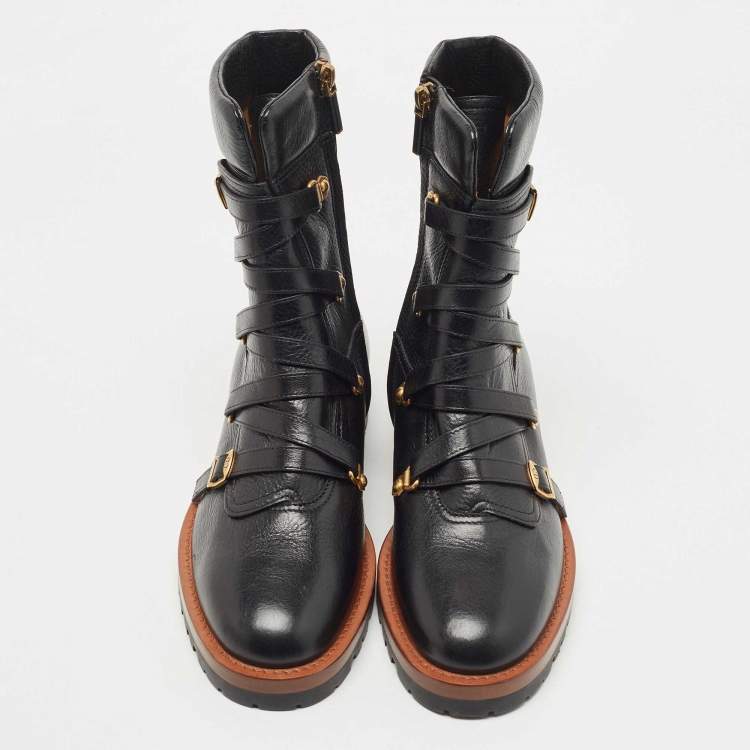 Pre Owned Dior Black Leather Wildior Boots Size 39
