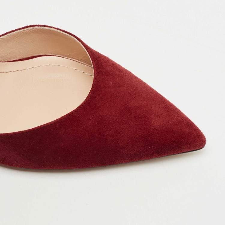 Pre Owned Dior Red Suede and Feather Ethnie Slingback Sandals Size 40
