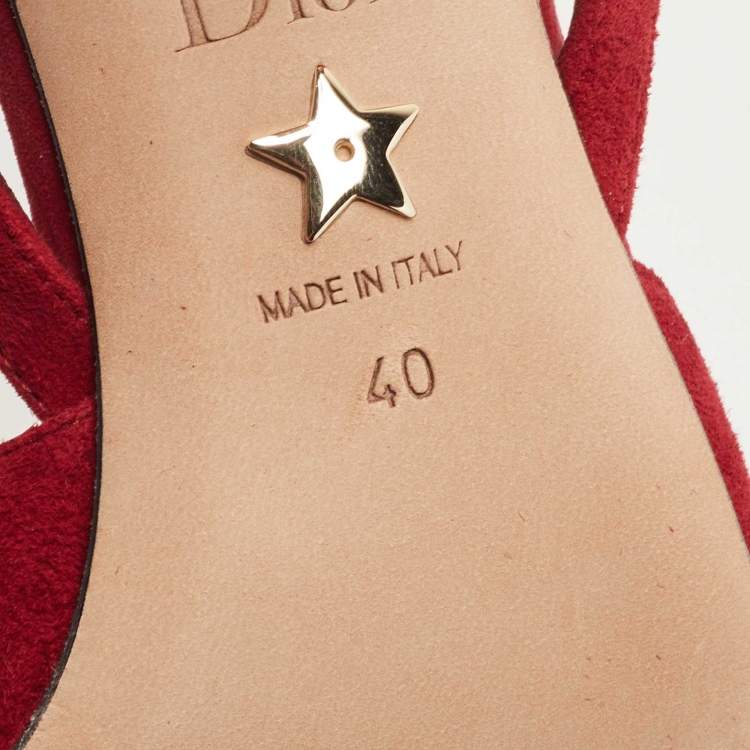 Pre Owned Dior Red Suede and Feather Ethnie Slingback Sandals Size 40