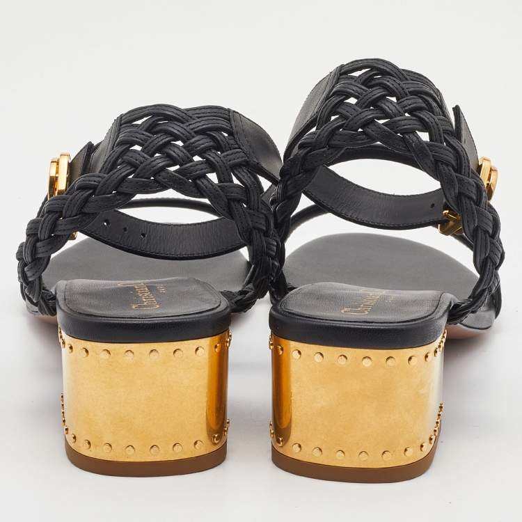 مملوك ة مسبقًا Dior Black Leather Egee Ankle Strap Sandals Size 38