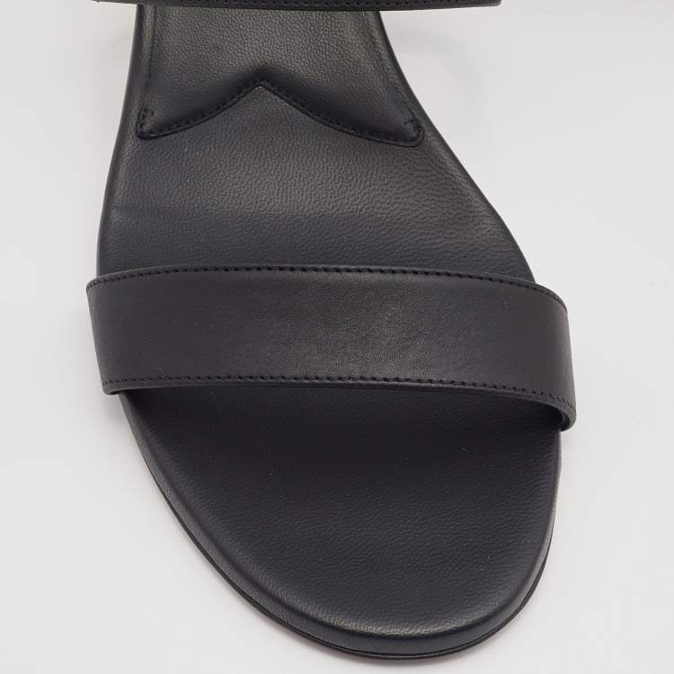 مملوكة مسبقًا Dior Black Leather Egee Ankle Strap Sandals Size 38