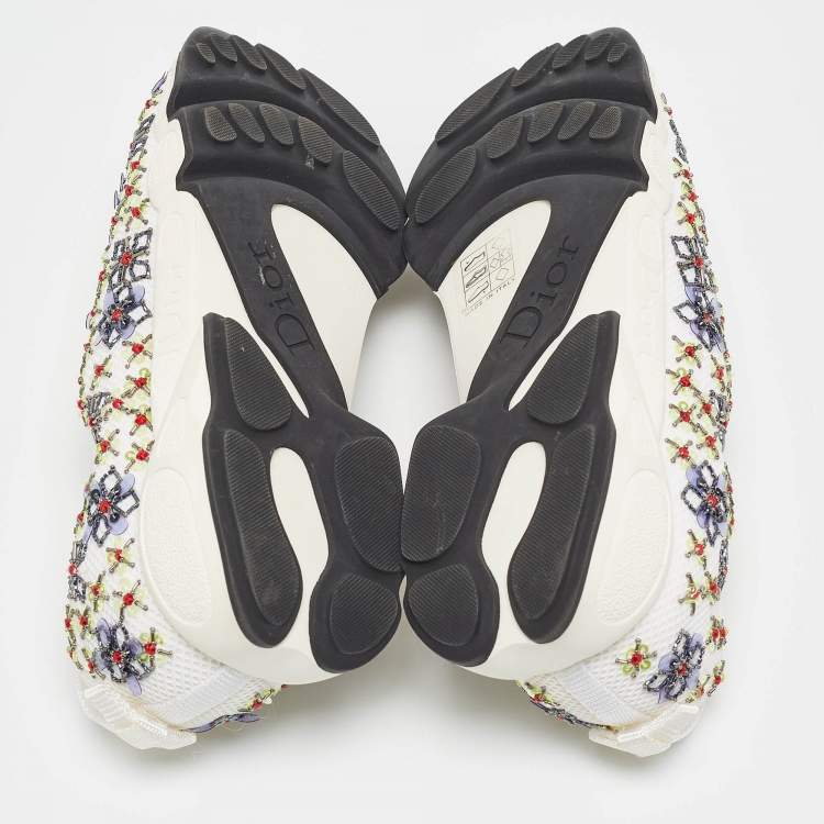 Pre Owned Dior White Mesh Fusion Embellished Low Top Sneakers Size 38