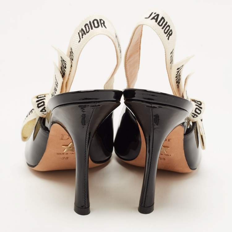Pre Owned Dior Black Patent Leather J'adior Slingback Pumps Size 38