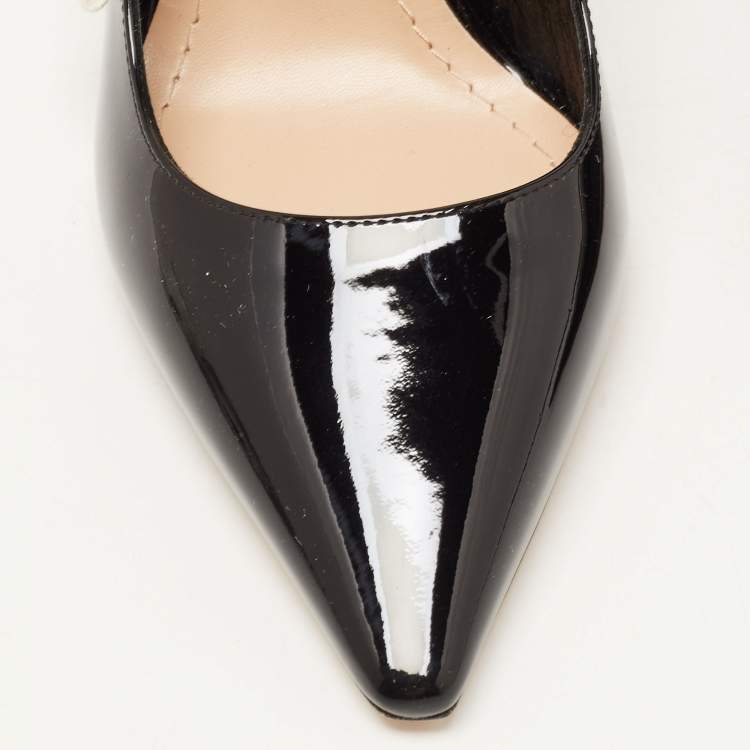 Pre Owned Dior Black Patent Leather J'adior Slingback Pumps Size 38