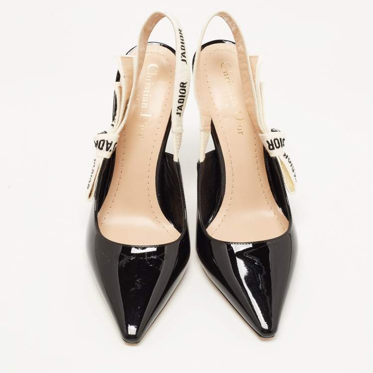 Pre Owned Dior Black Patent Leather J'adior Slingback Pumps Size 38