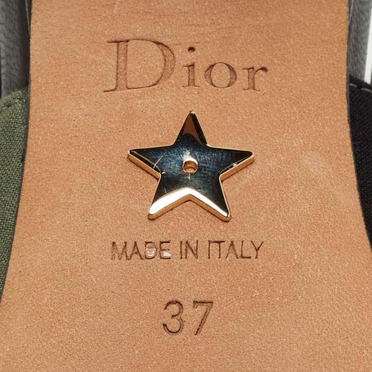Pre Owned Dior Multicolor Fabric and Leather Embellished Slingback Pumps Size 37