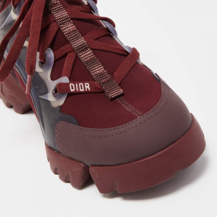 Pre Owned Dior Burgundy PVC and Fabric D-Connect  Sneakers Size 38
