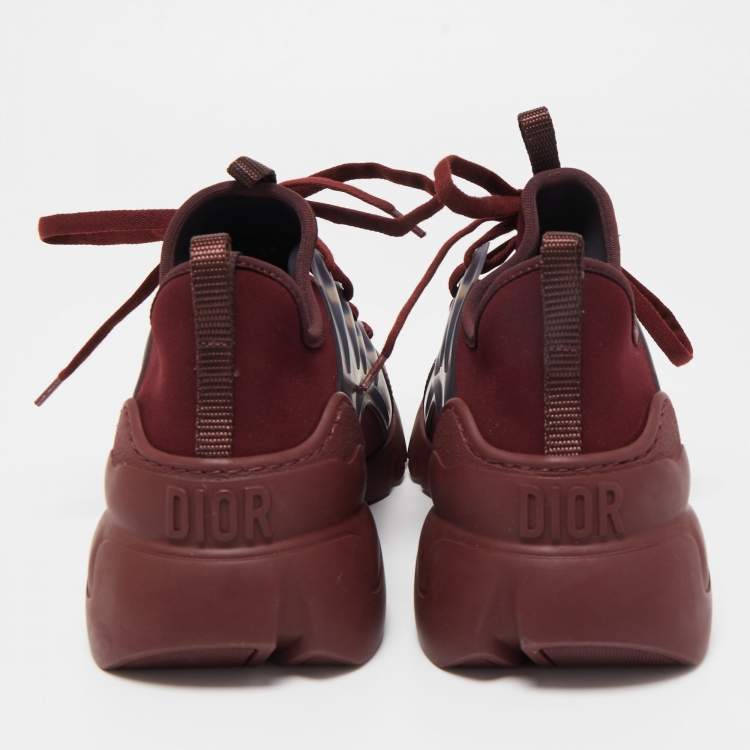 Pre Owned Dior Burgundy PVC and Fabric D-Connect  Sneakers Size 38