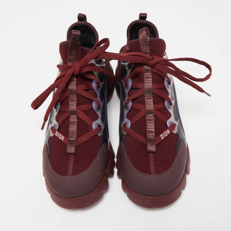 Pre Owned Dior Burgundy PVC and Fabric D-Connect  Sneakers Size 38