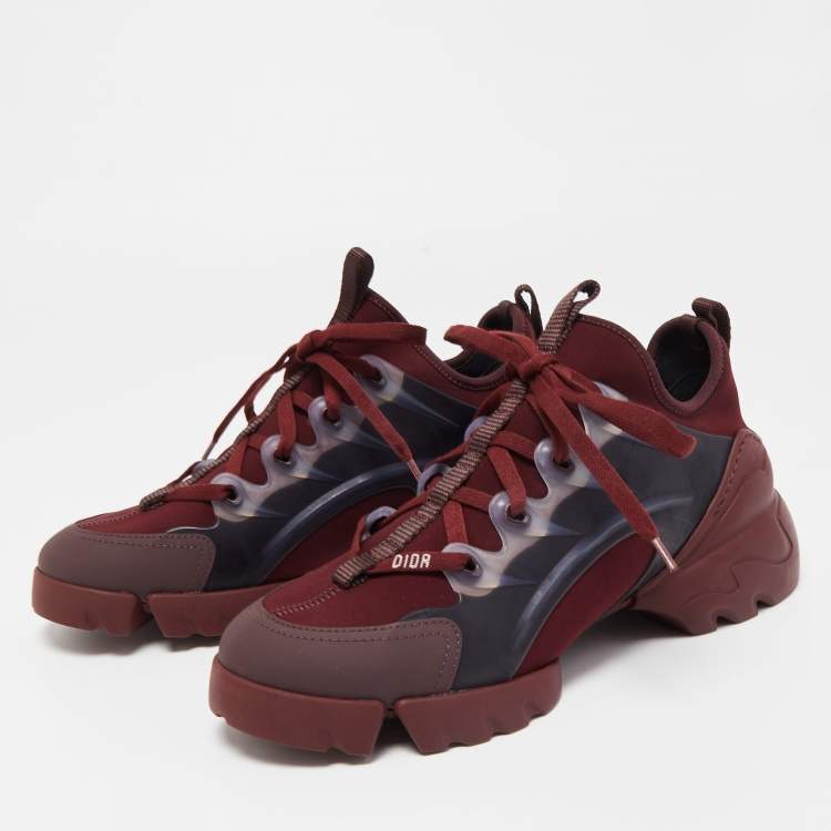 Pre Owned Dior Burgundy PVC and Fabric D-Connect  Sneakers Size 38