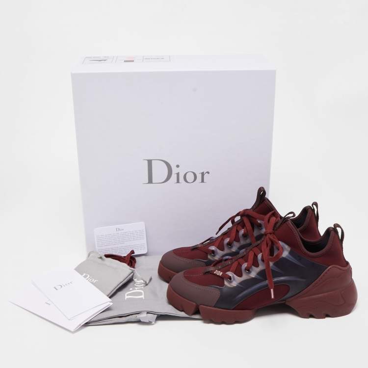 Pre Owned Dior Burgundy PVC and Fabric D-Connect  Sneakers Size 38