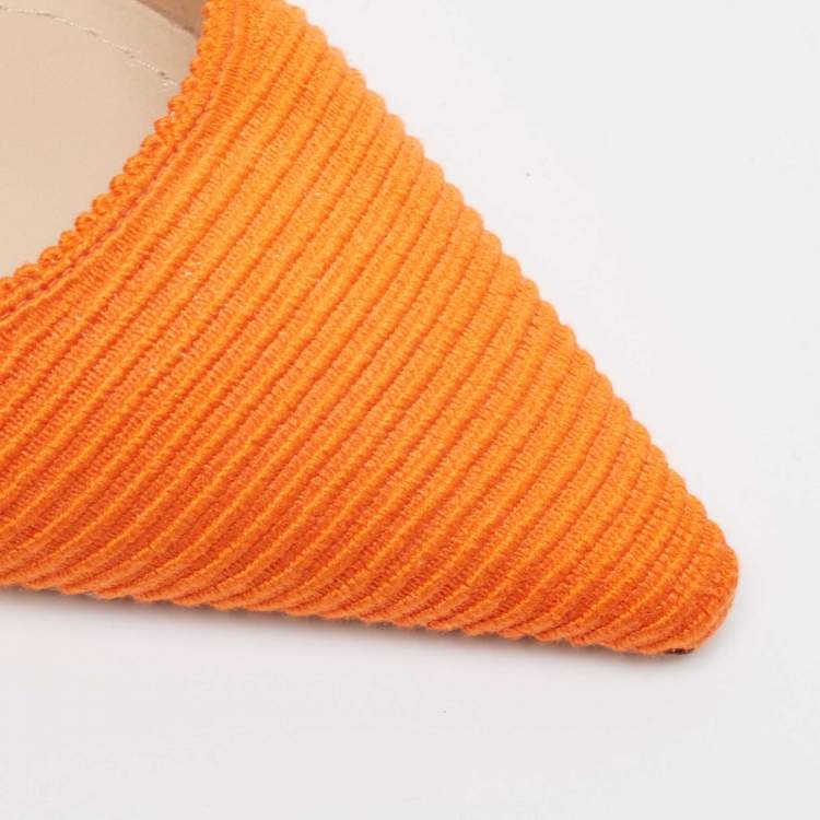 Pre Owned Dior Orange Canvas Jadior Slingback Pumps Size 40