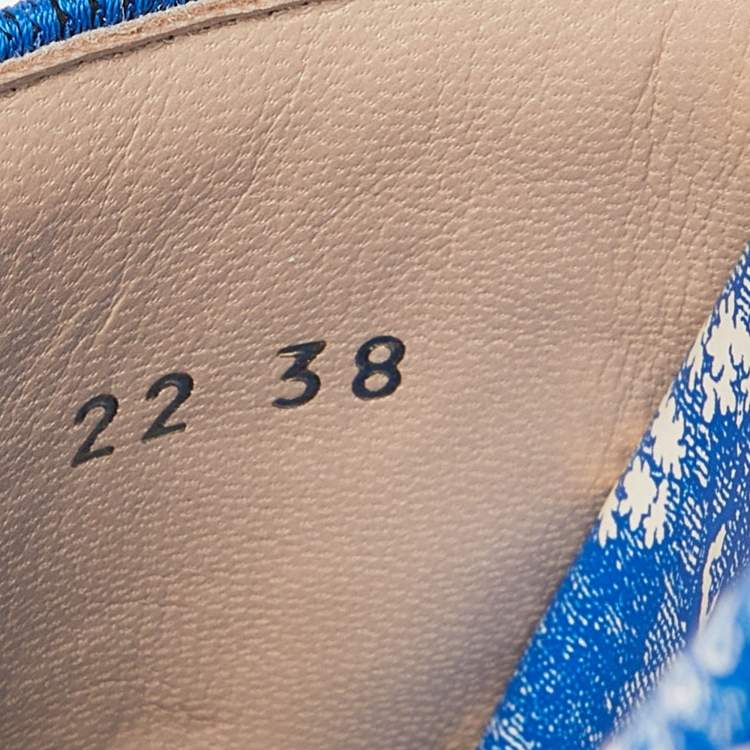 Pre Owned Dior Blue/White Embroidered Canvas Toile De Jouy Dway Size 38