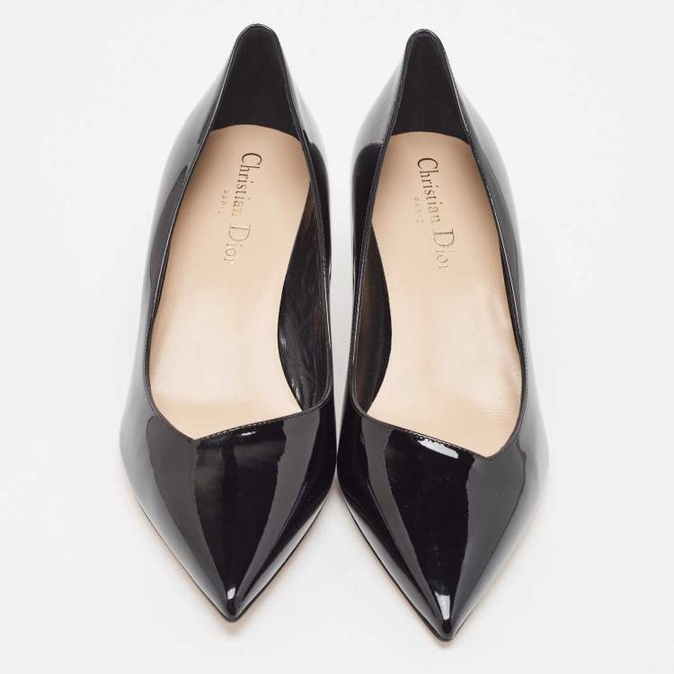 Pre Owned Christian Dior Black Patent Leather Pointed Toe Pumps Size 38