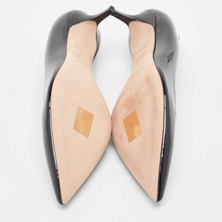 Pre Owned Christian Dior Black Patent Leather Pointed Toe Pumps Size 38