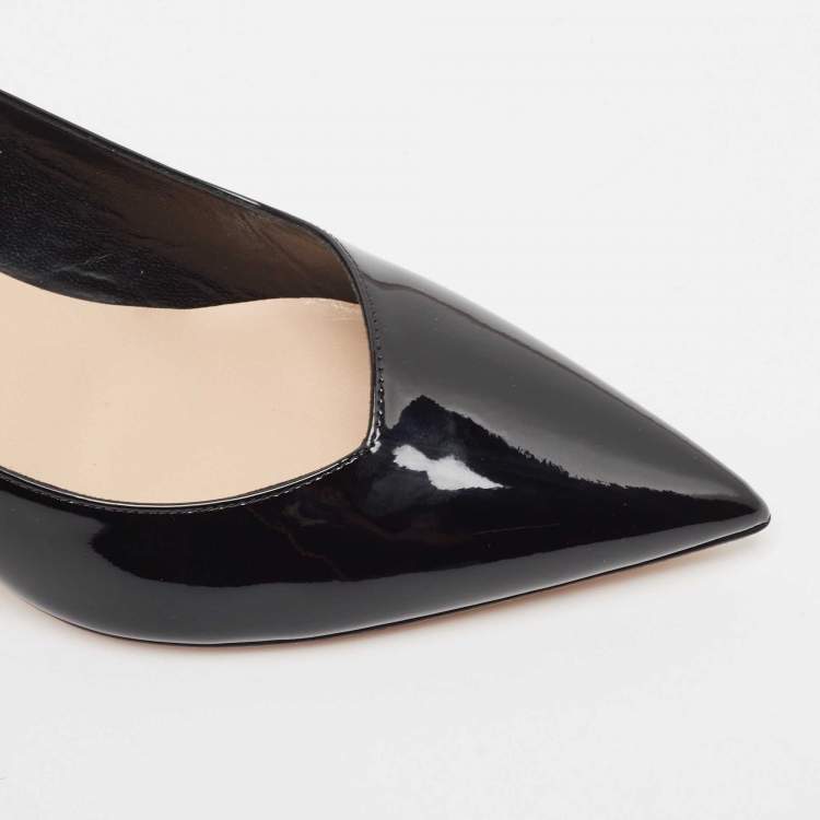 Pre Owned Christian Dior Black Patent Leather Pointed Toe Pumps Size 38