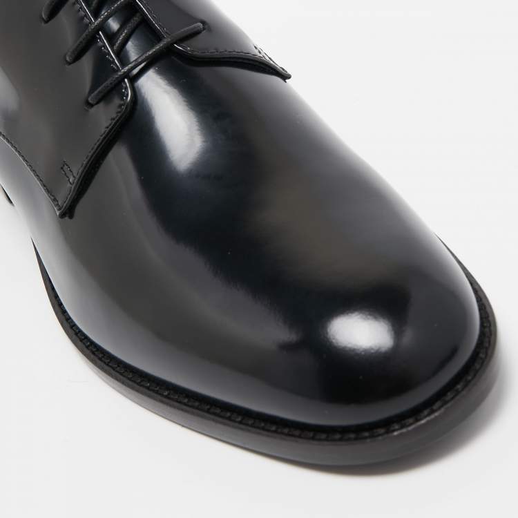 Pre Owned Christian Dior Black Leather Oxfords Size 37.5