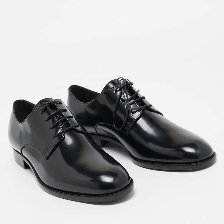 Pre Owned Christian Dior Black Leather Oxfords Size 37.5