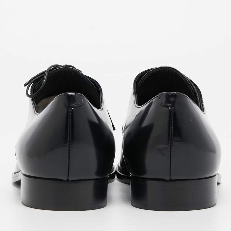 Pre Owned Christian Dior Black Leather Oxfords Size 37.5