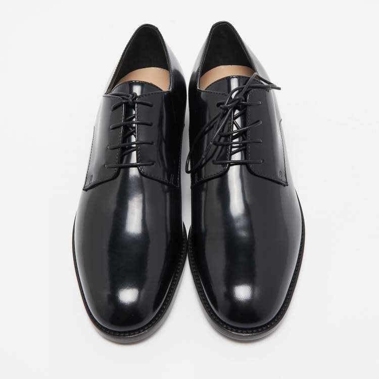 Pre Owned Christian Dior Black Leather Oxfords Size 37.5