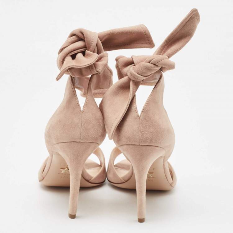Pre Owned Dior Beige Suede La Belle Open Toe Ankle Wrap Sandals Size 40.5