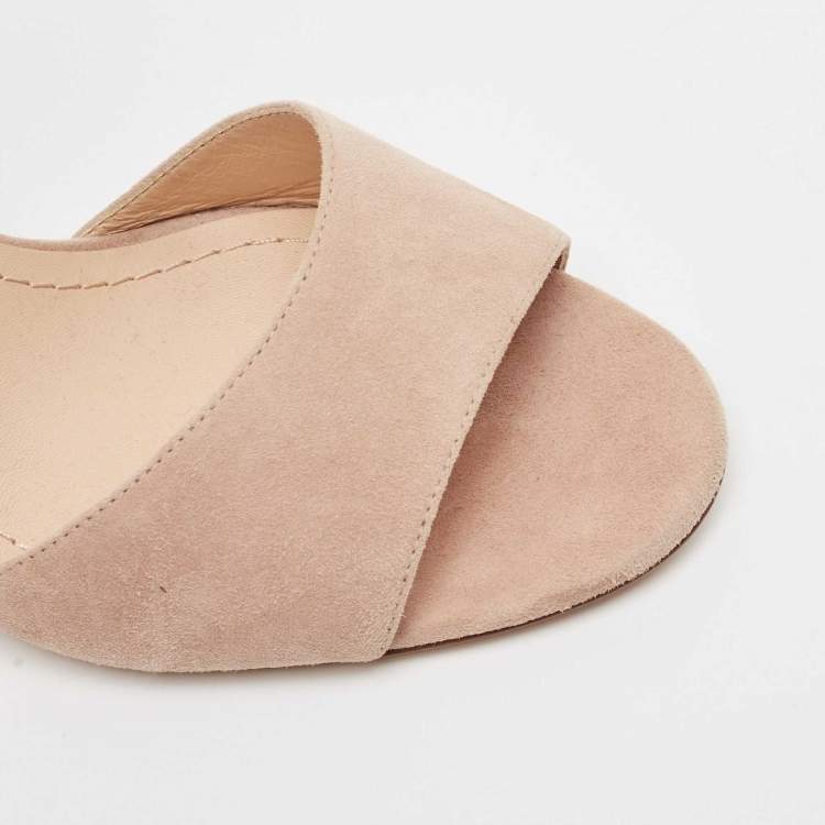 Pre Owned Dior Beige Suede La Belle Open Toe Ankle Wrap Sandals Size 40.5