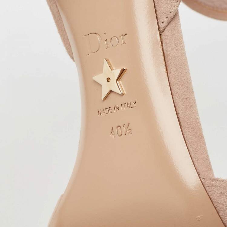 Pre Owned Dior Beige Suede La Belle Open Toe Ankle Wrap Sandals Size 40.5