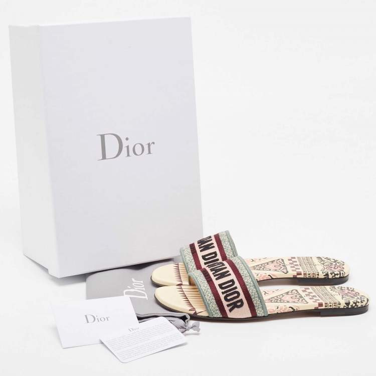Pre Owned Dior Multicolor Canvas Dway Flat Slides Size 39 
