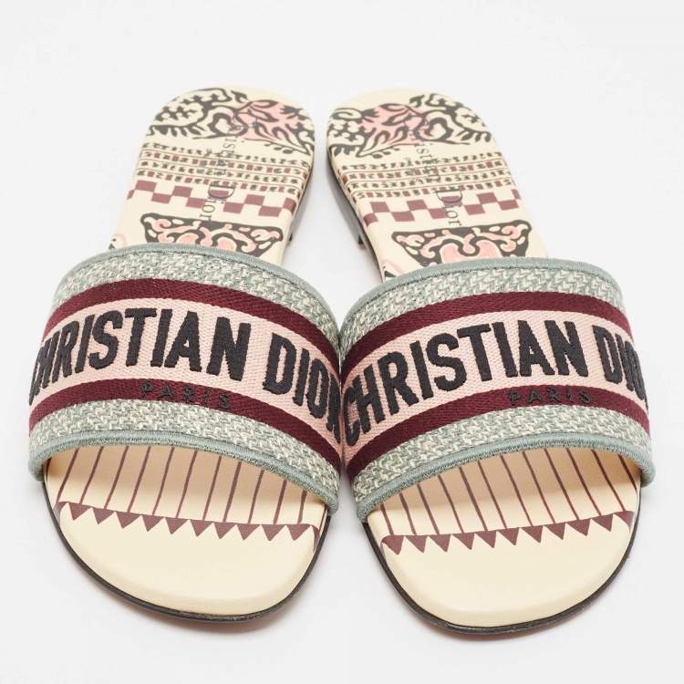 Pre Owned Dior Multicolor Canvas Dway Flat Slides Size 39 