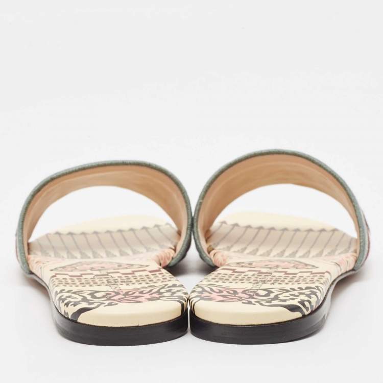Pre Owned Dior Multicolor Canvas Dway Flat Slides Size 39 