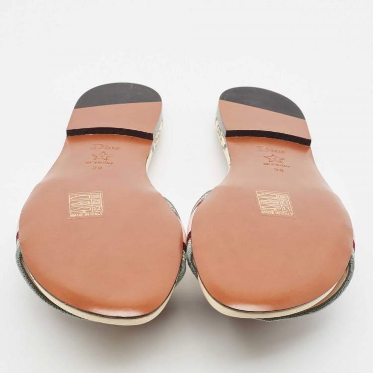 Pre Owned Dior Multicolor Canvas Dway Flat Slides Size 39 