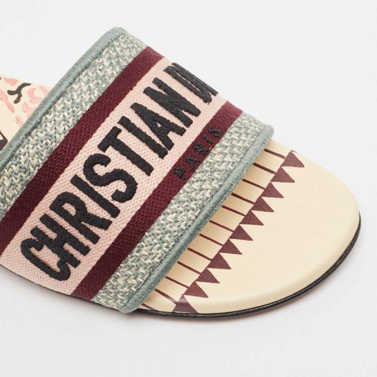 Pre Owned Dior Multicolor Canvas Dway Flat Slides Size 39 
