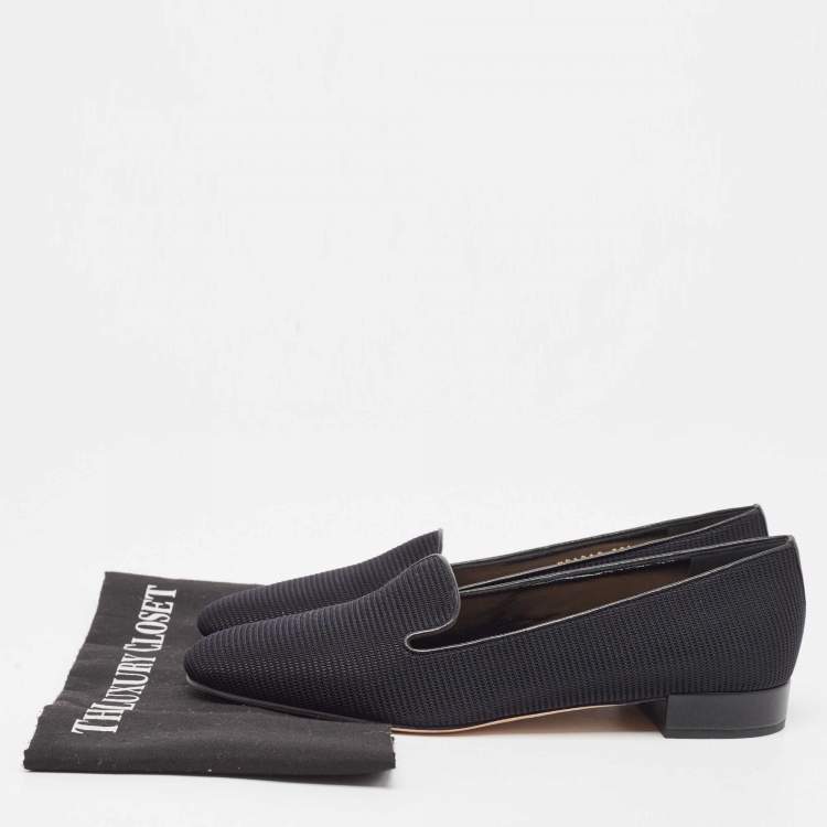 Pre Owned Dior Black Technical Fabric Slip On Loafers Size 39.5