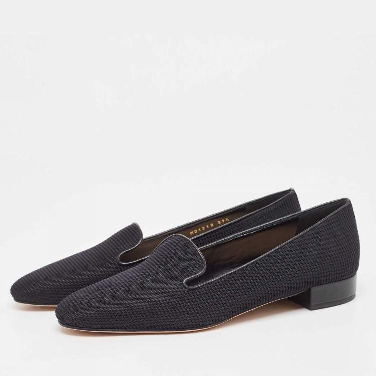 Pre Owned Dior Black Technical Fabric Slip On Loafers Size 39.5